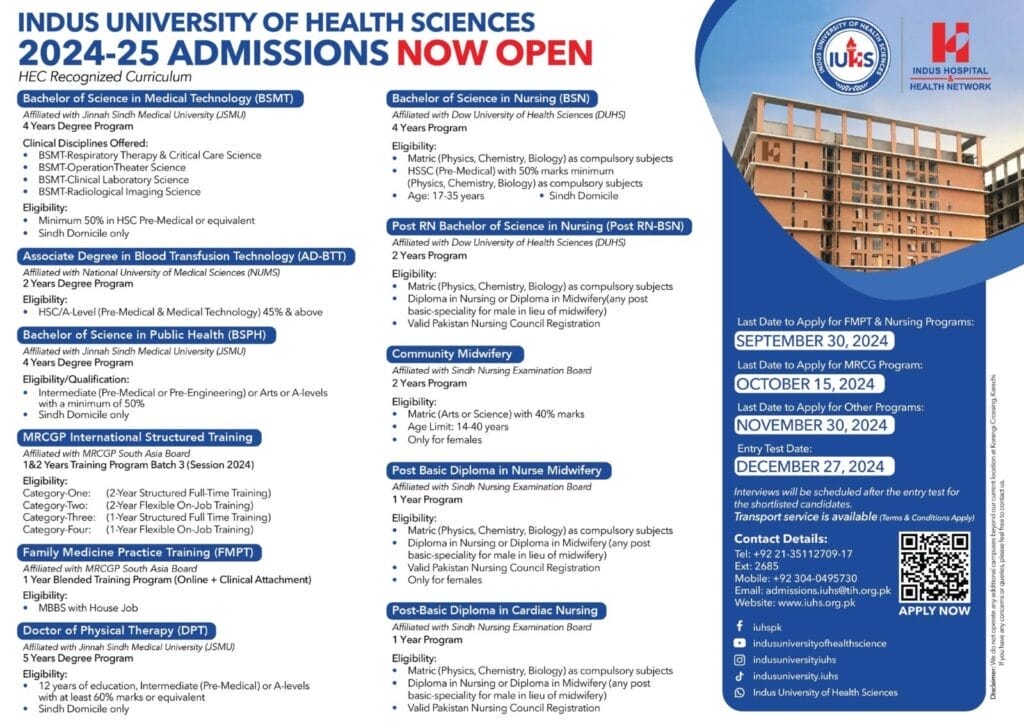 Indus University of Health Sciences (IUHS), Karachi